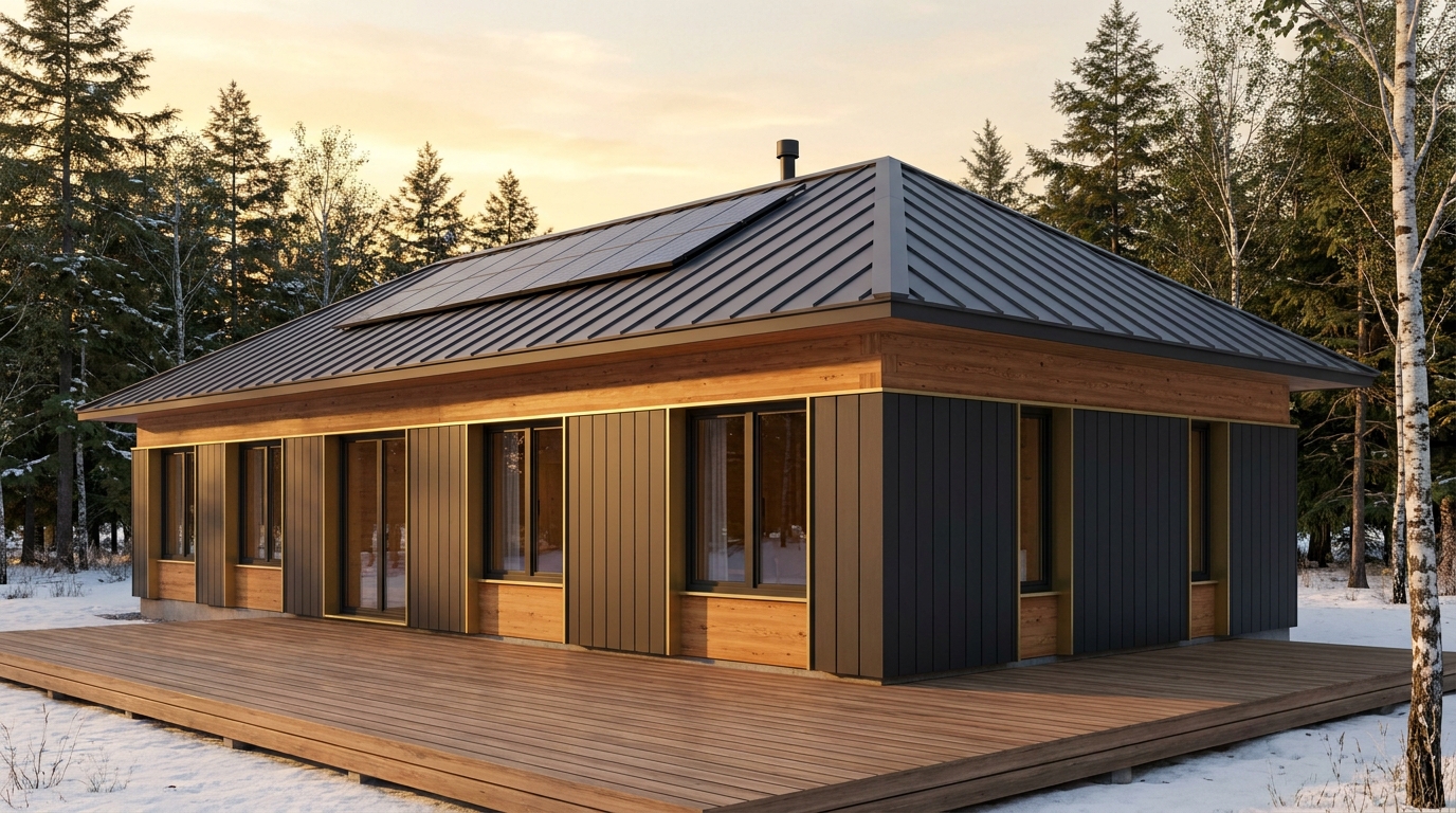 東の庵 外観 — AI render based on BIM specs