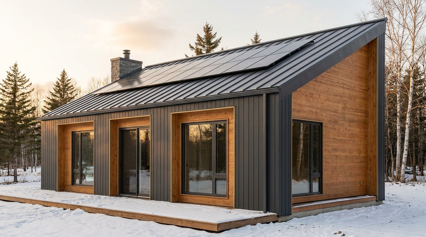 西の小屋 外観 — AI render based on BIM specs