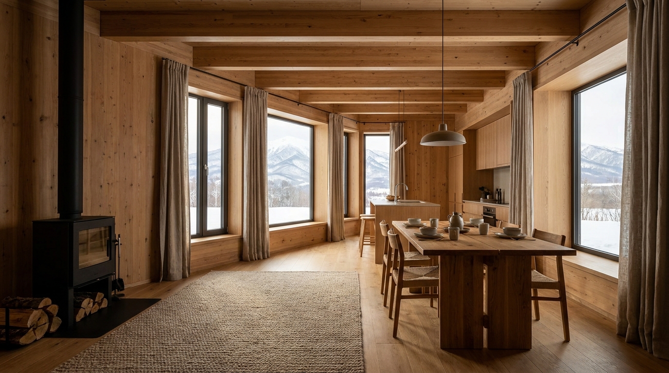 湖の小屋 内観