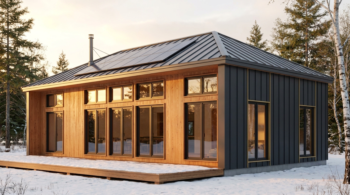 雪の巣 外観 — AI render based on BIM specs