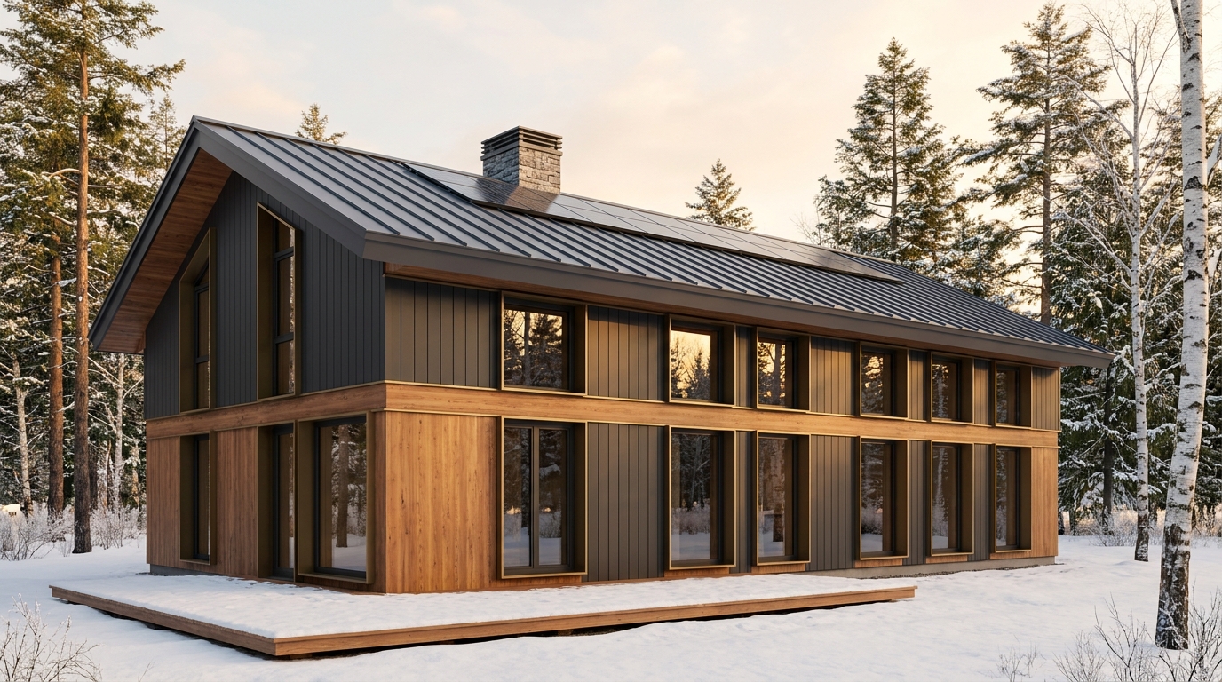陽の庵 外観 — AI render based on BIM specs