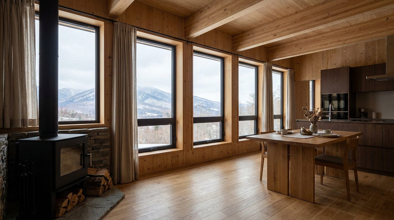 湖の小屋 内観