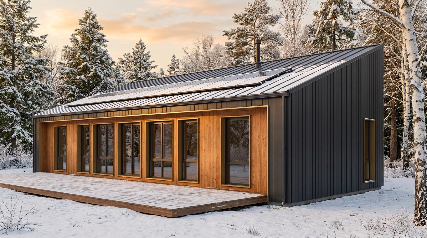 雪の館 外観 — AI render based on BIM specs