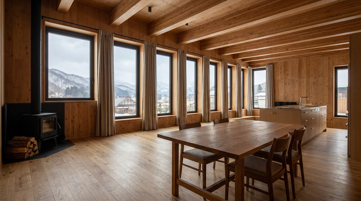 湖の小屋 内観