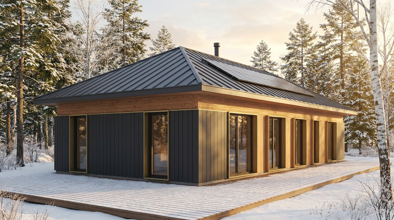 霜の蔵 外観 — AI render based on BIM specs