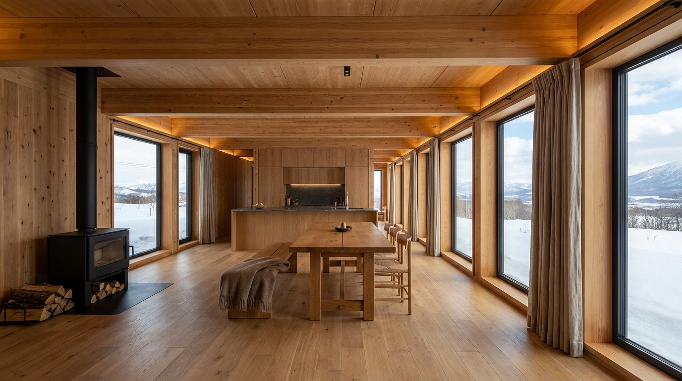 雨の小屋 内観