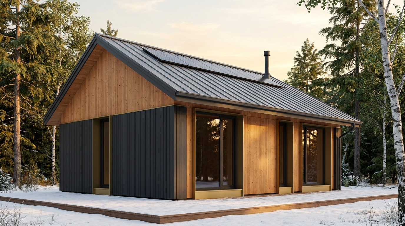 雨の館 外観 — AI render based on BIM specs