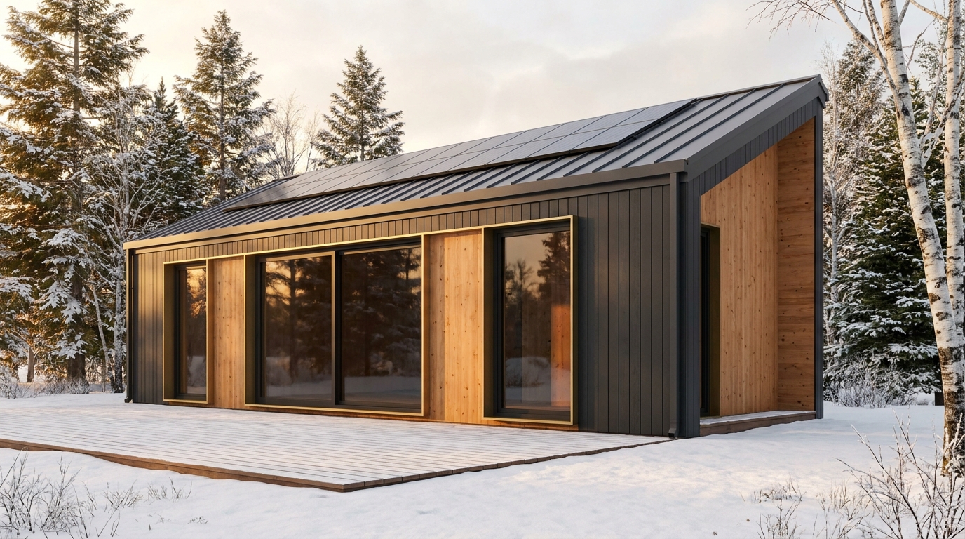 湖の家 外観 — AI render based on BIM specs
