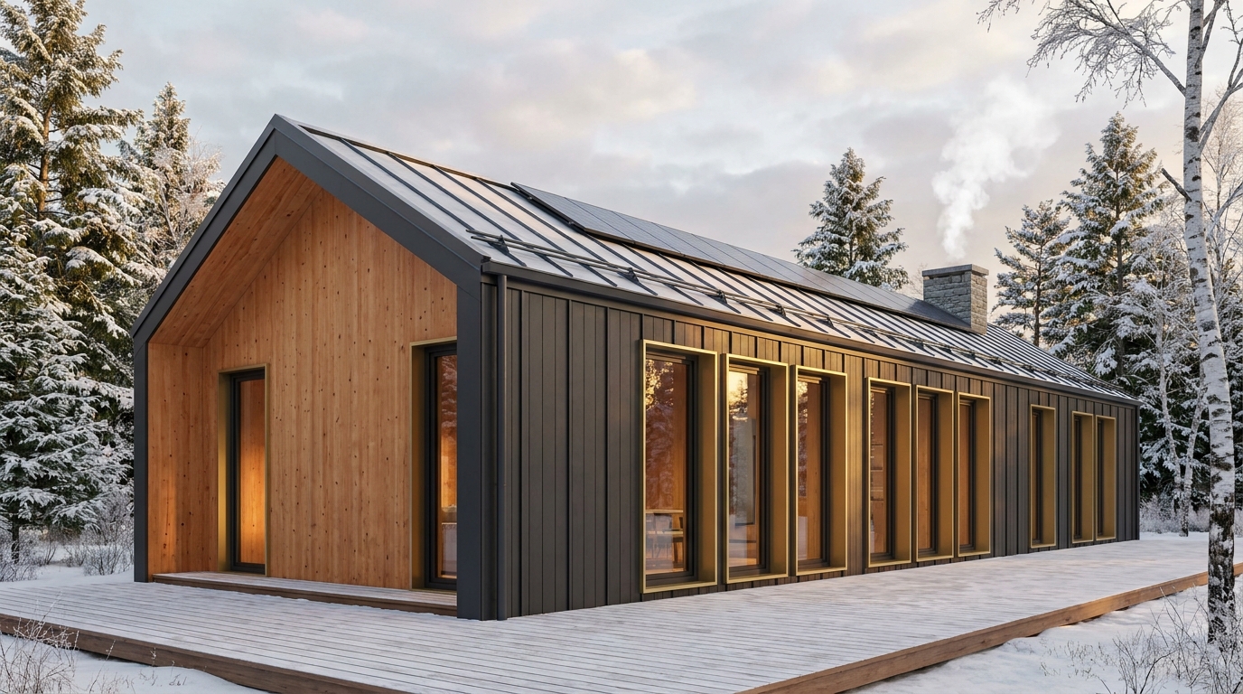 霧の杜 外観 — AI render based on BIM specs