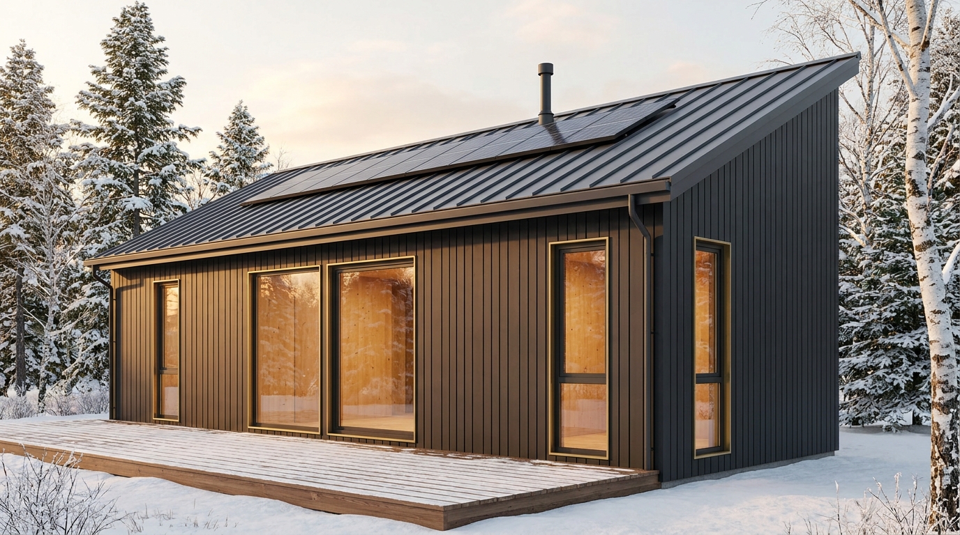 東の巣 外観 — AI render based on BIM specs