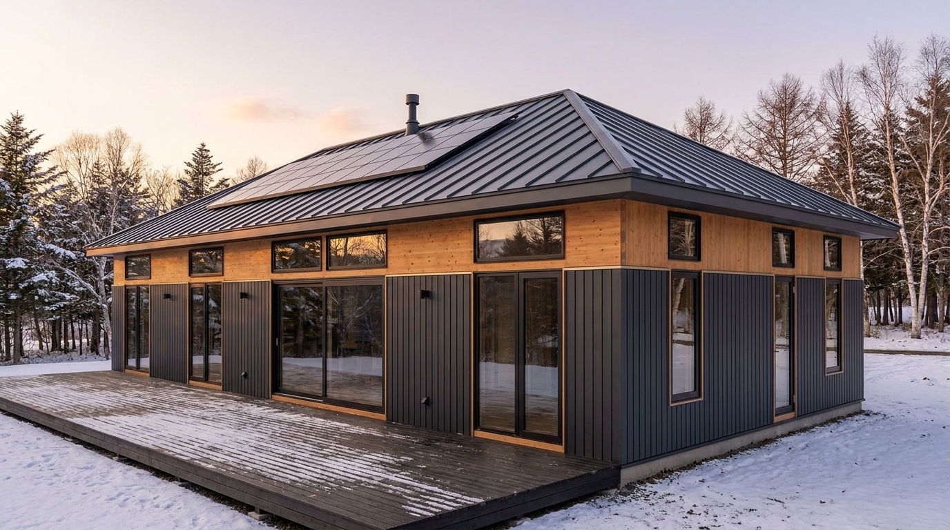 西の庵 外観 — AI render based on BIM specs