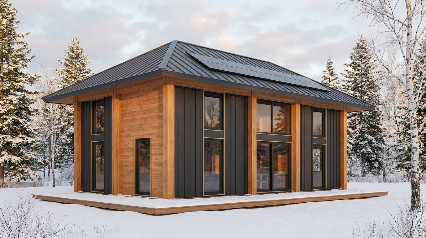 雪の杜 外観 — AI render based on BIM specs