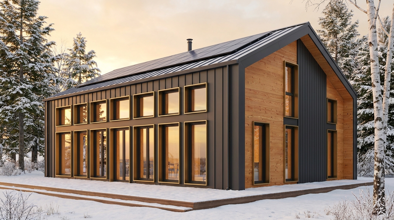 南の庵 外観 — AI render based on BIM specs
