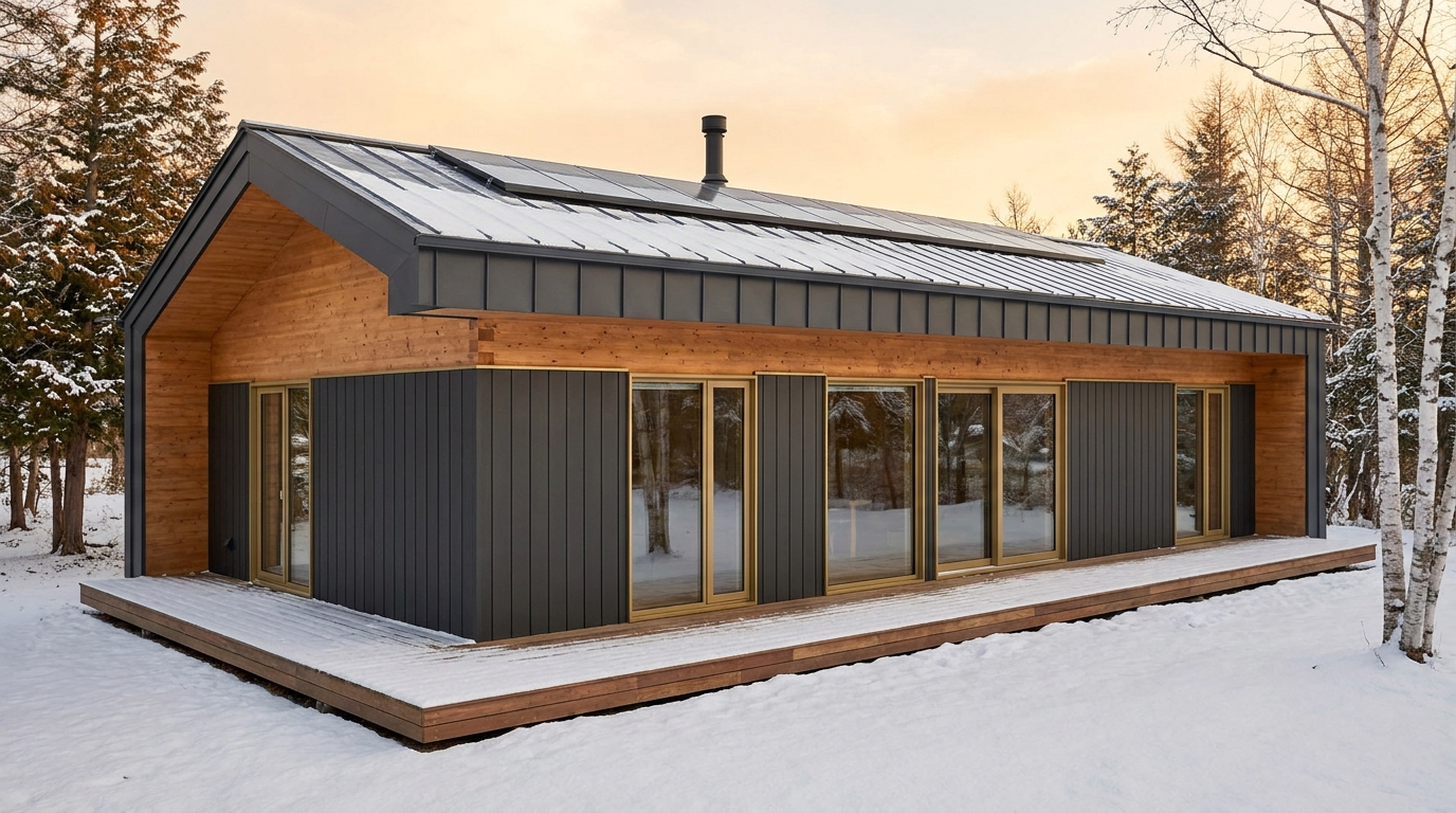 北の家 外観 — AI render based on BIM specs