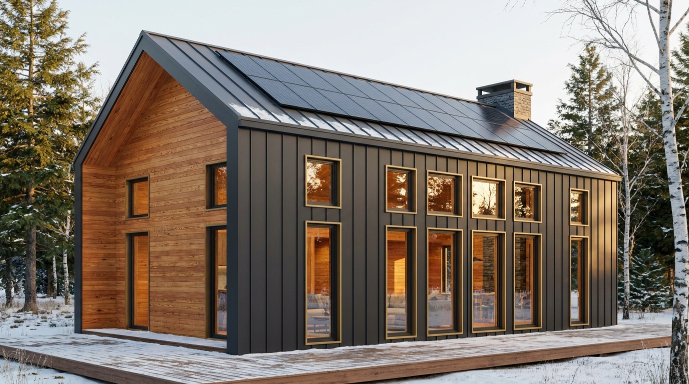 雨の巣 外観 — AI render based on BIM specs