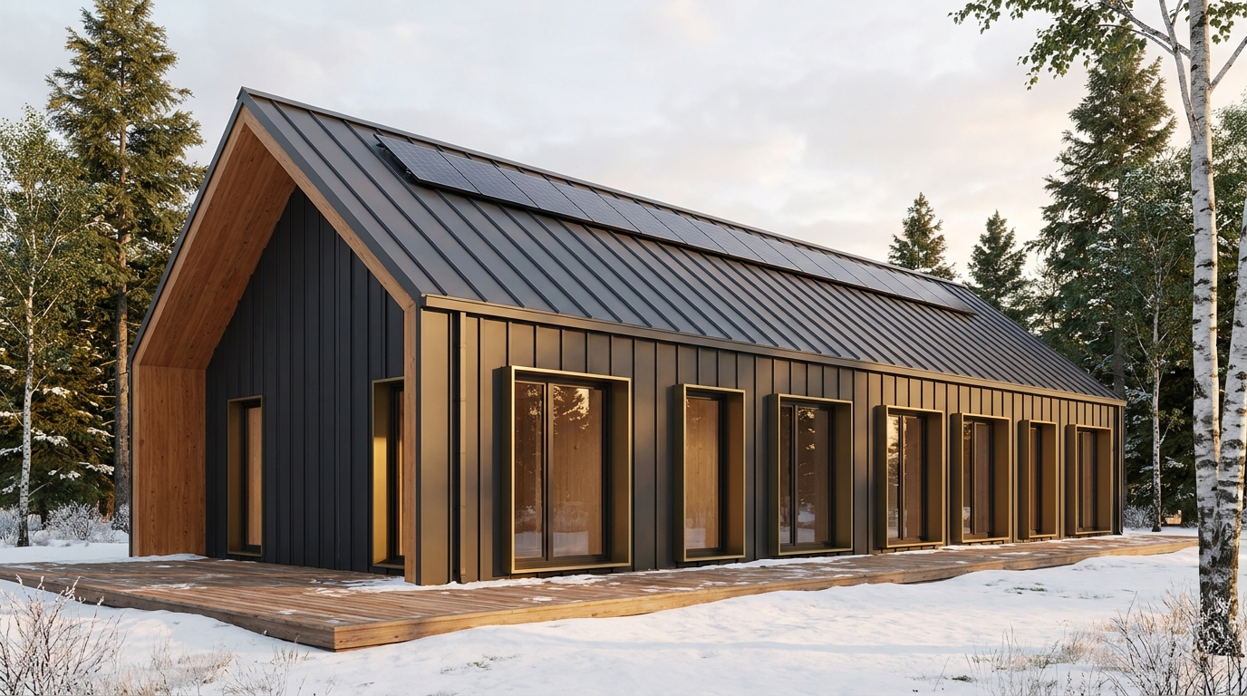 雪の杜 外観 — AI render based on BIM specs