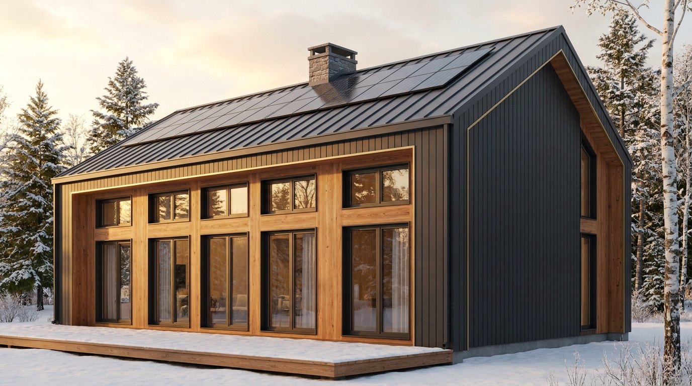 雪の巣 外観 — AI render based on BIM specs
