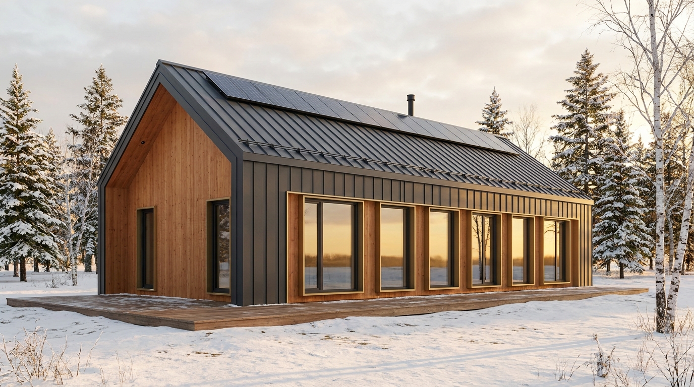 霜の家 外観 — AI render based on BIM specs