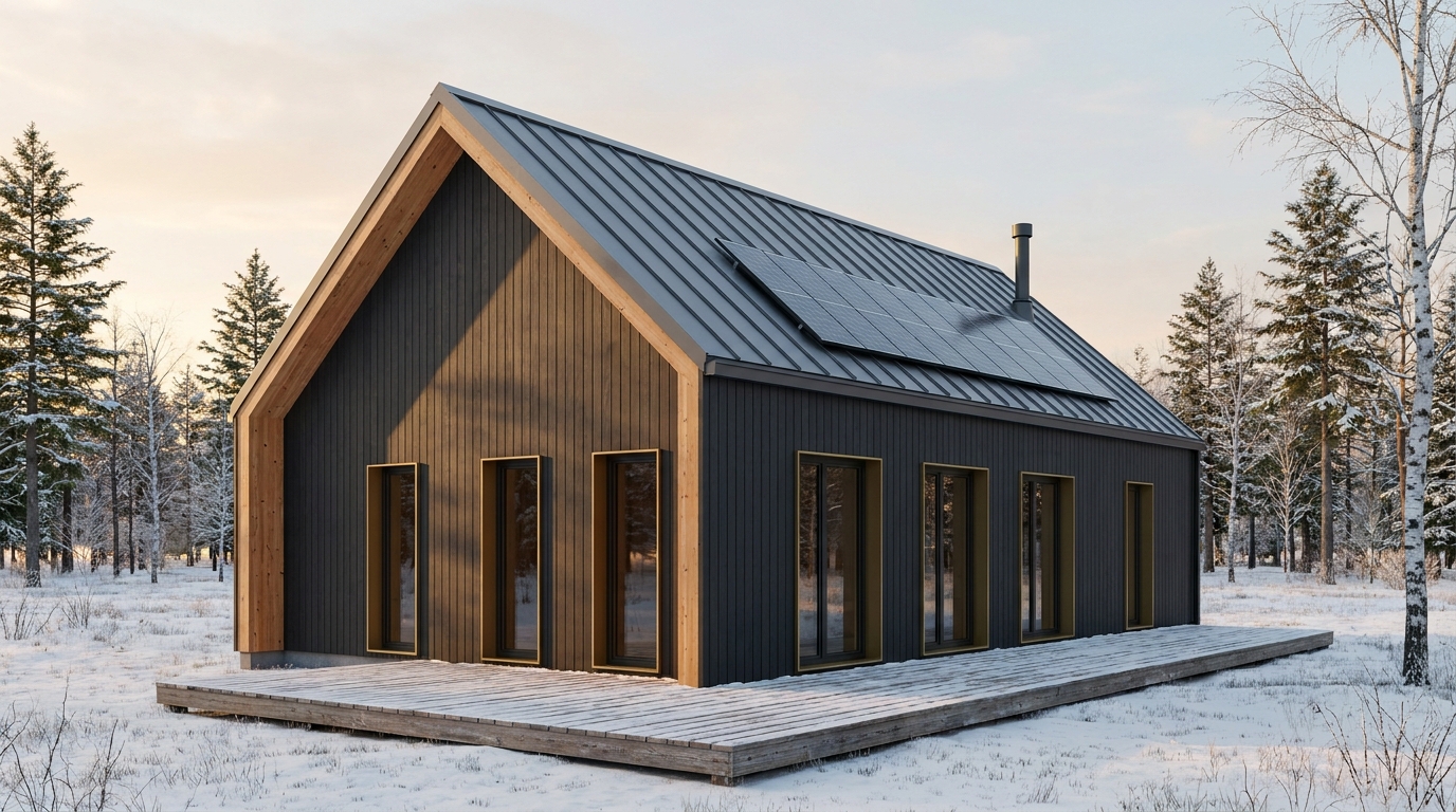北の小屋 外観 — AI render based on BIM specs