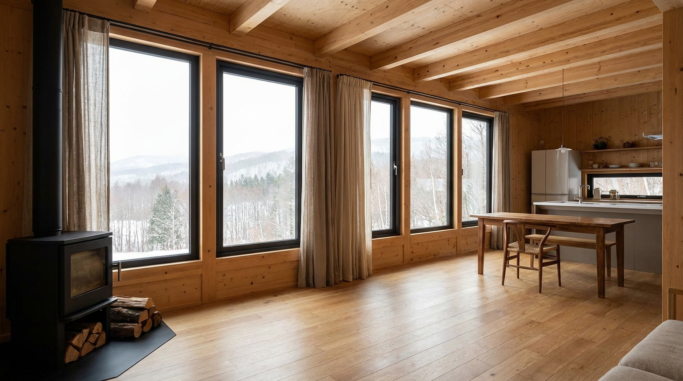湖の小屋 内観