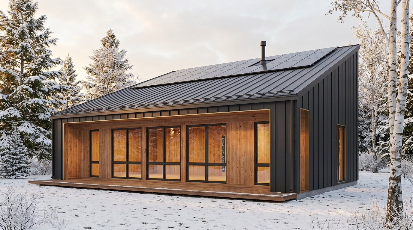 霜の砦 外観 — AI render based on BIM specs