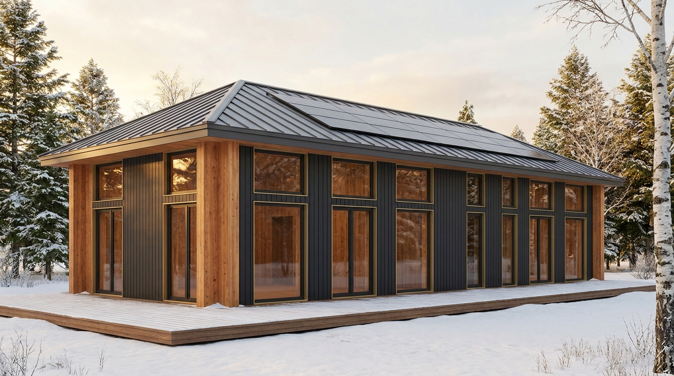 湖の巣 外観 — AI render based on BIM specs