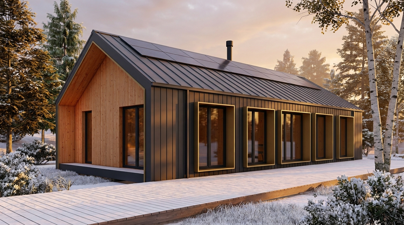 湖の家 外観 — AI render based on BIM specs