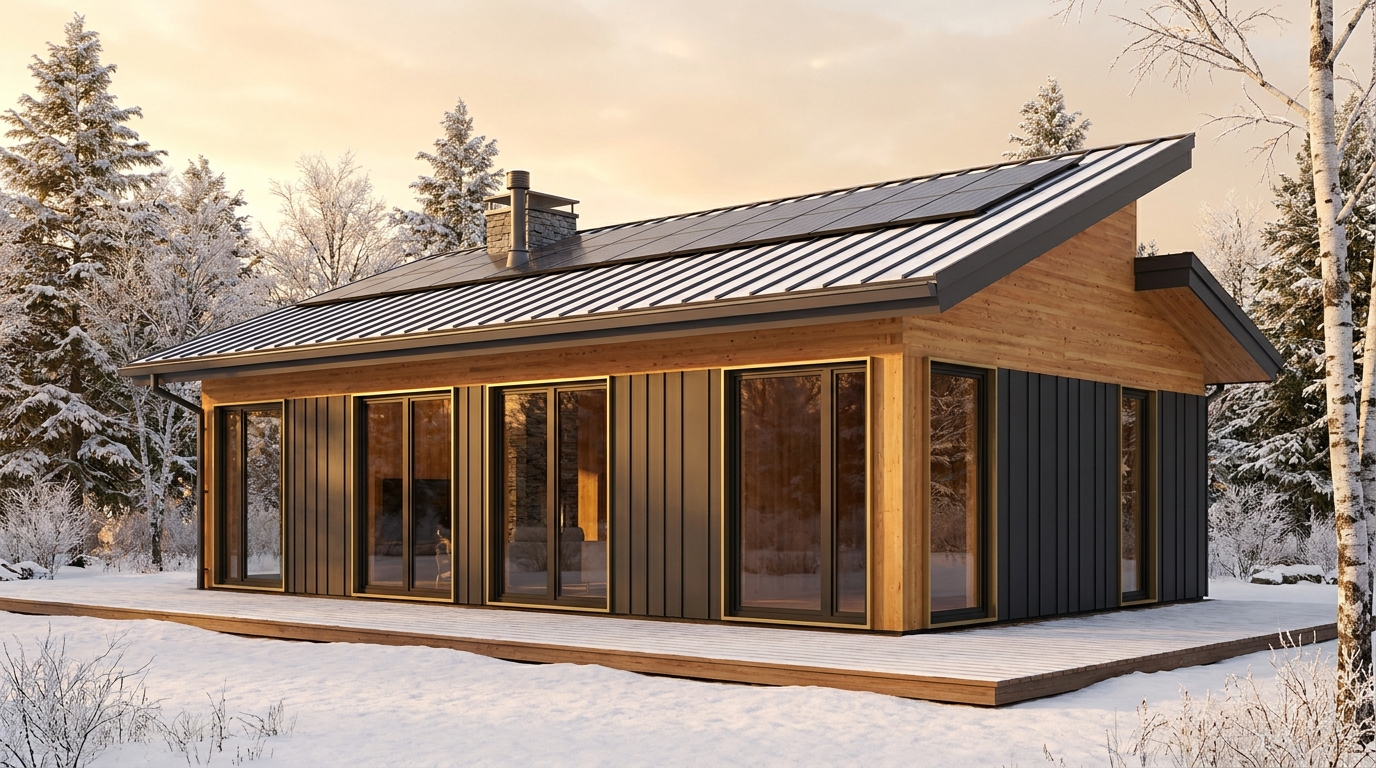 森の庵 外観 — AI render based on BIM specs