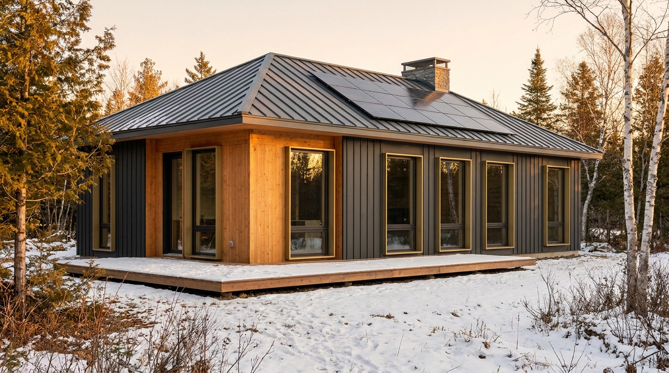 風の小屋 外観 — AI render based on BIM specs