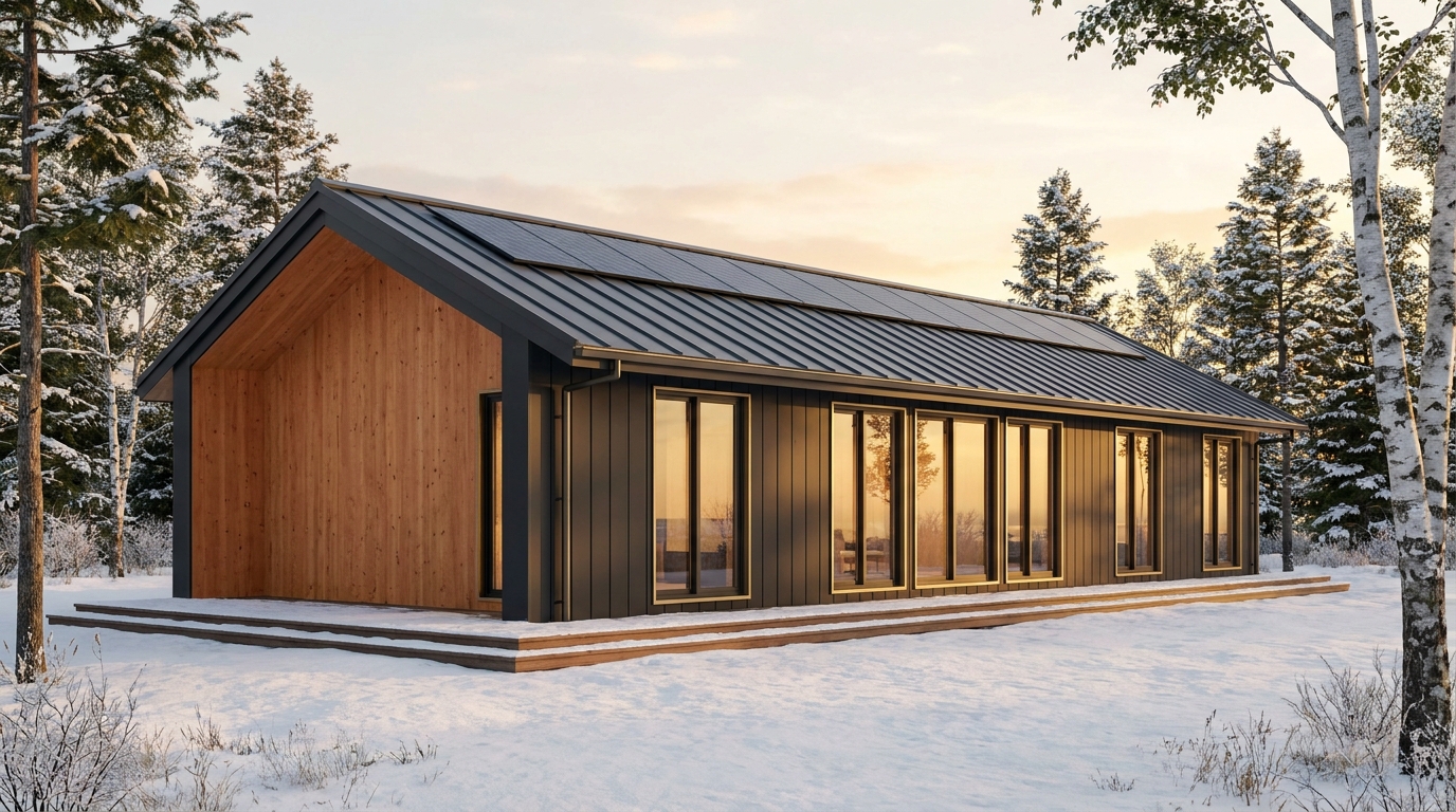 北の砦 外観 — AI render based on BIM specs