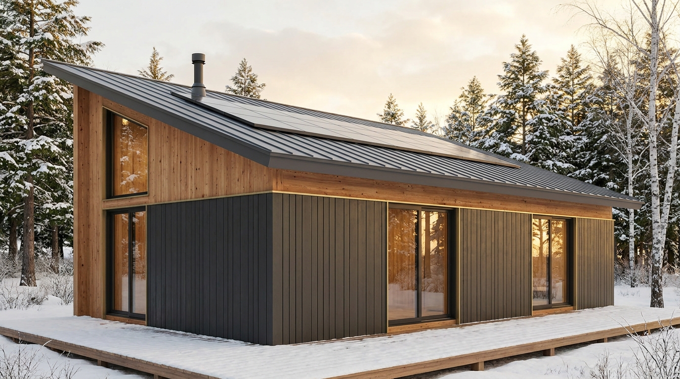 霜の家 外観 — AI render based on BIM specs