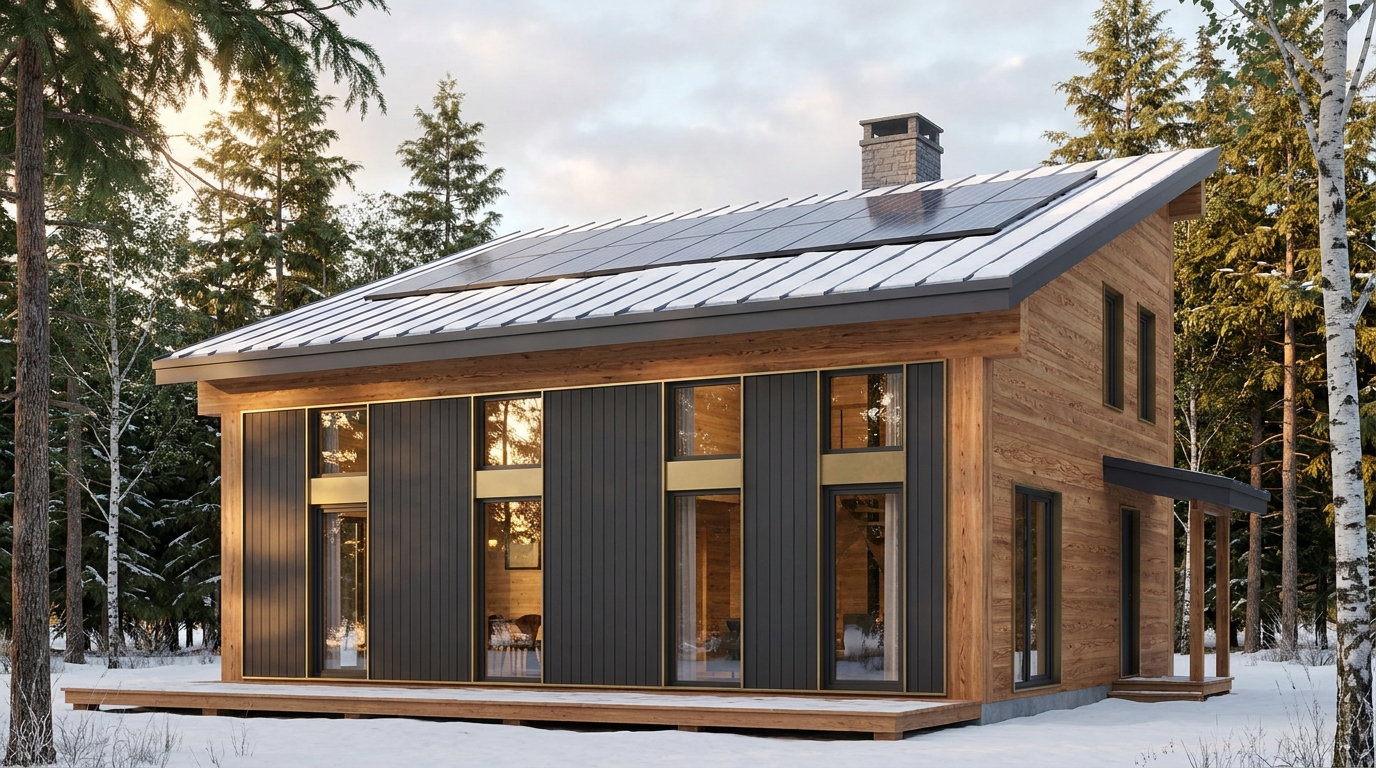 森の砦 外観 — AI render based on BIM specs