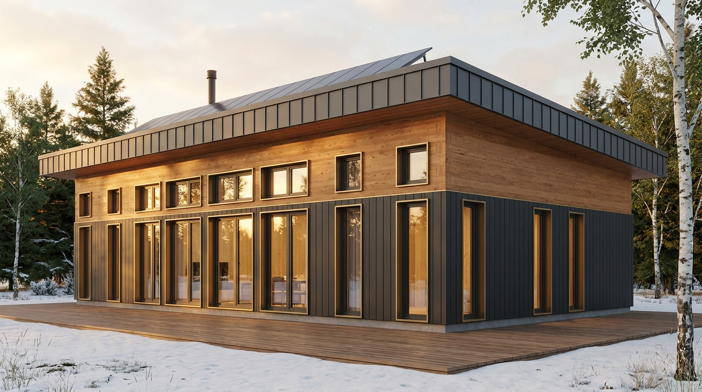 霧の杜 外観 — AI render based on BIM specs