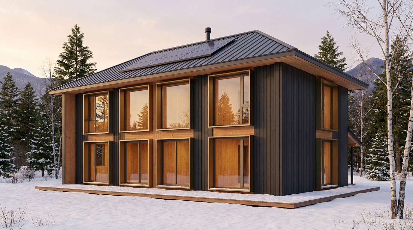 雨の里 外観 — AI render based on BIM specs