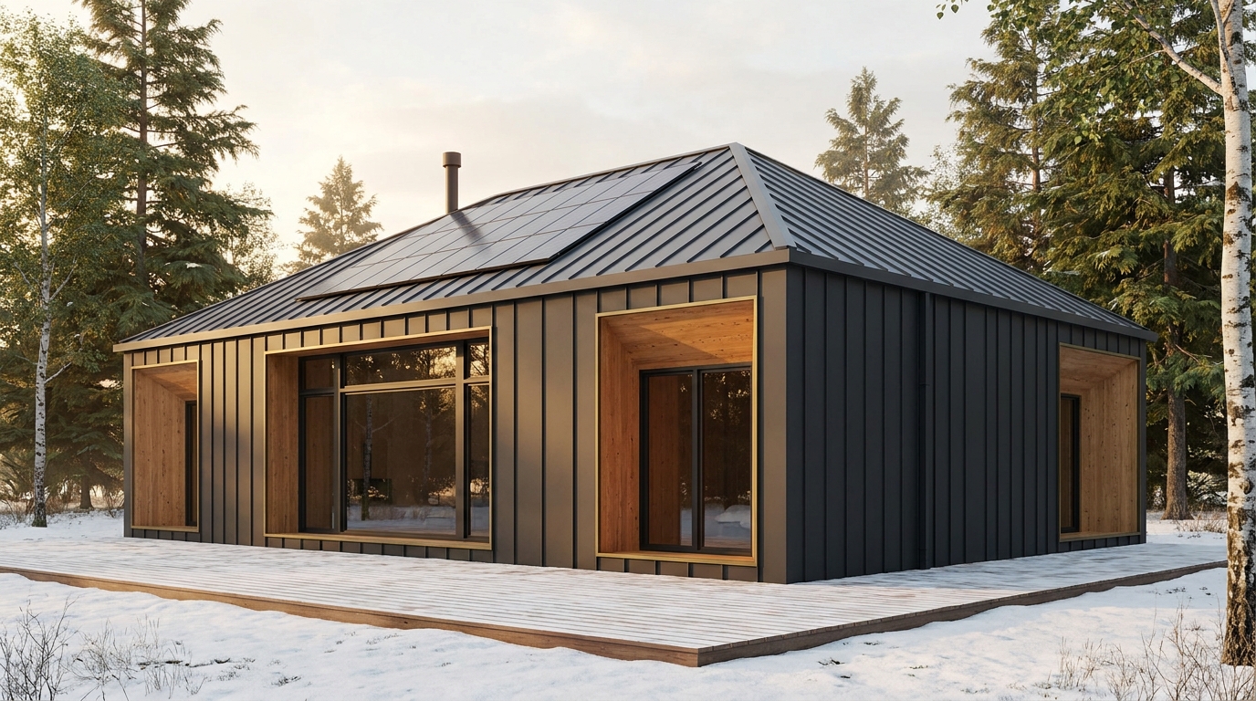 霧の庵 外観 — AI render based on BIM specs