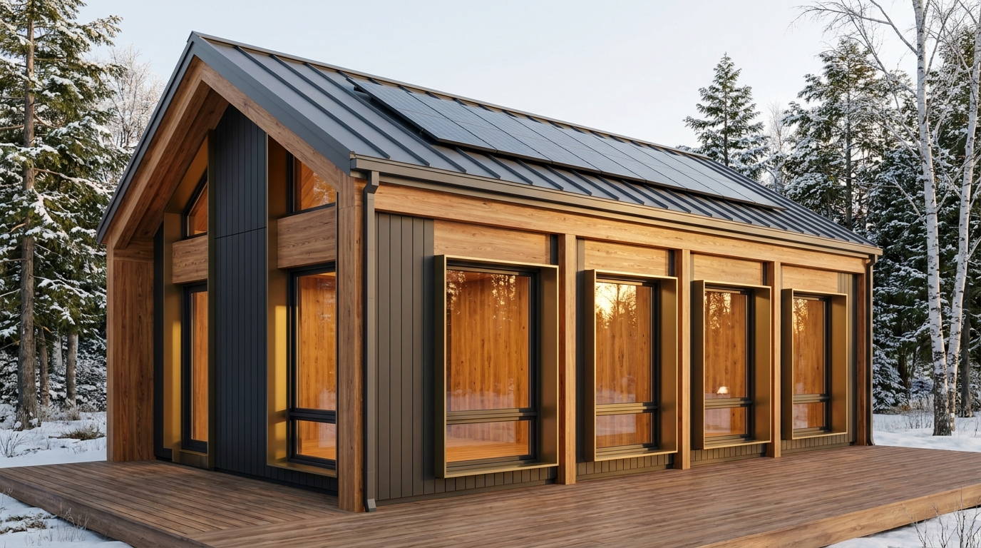 北の小屋 外観 — AI render based on BIM specs