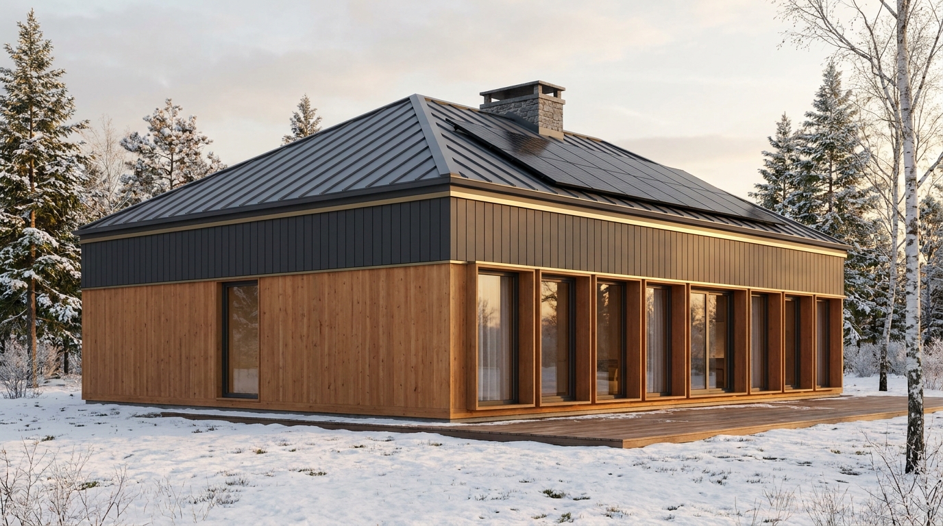 霜の杜 外観 — AI render based on BIM specs