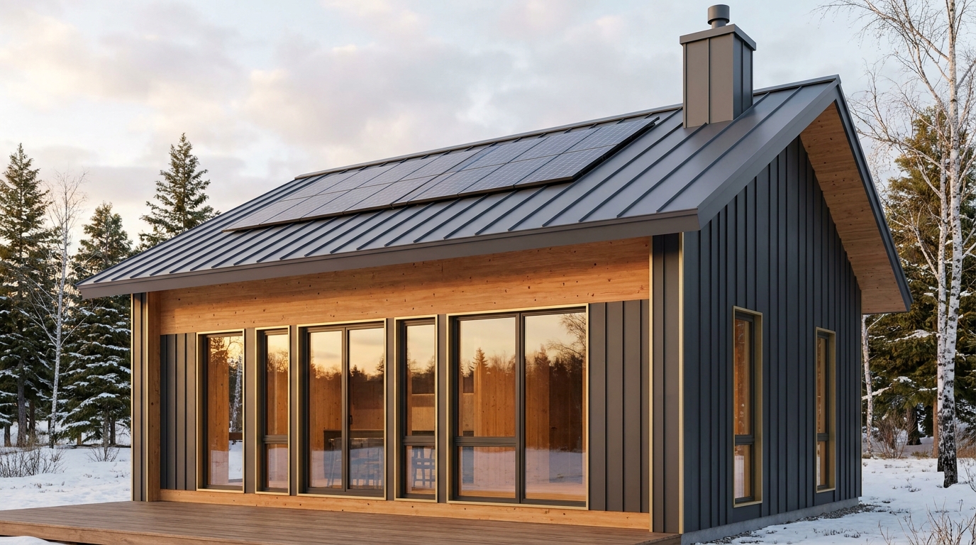 霜の家 外観 — AI render based on BIM specs