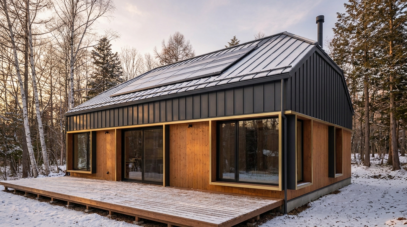 雪の巣 外観 — AI render based on BIM specs