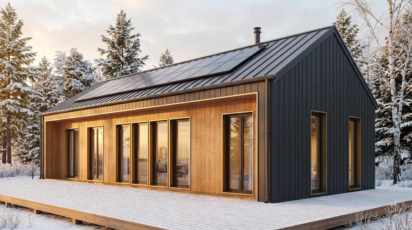 西の庵 外観 — AI render based on BIM specs