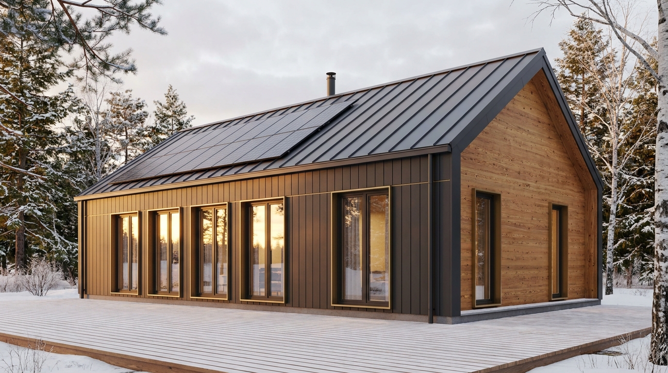 東の庵 外観 — AI render based on BIM specs