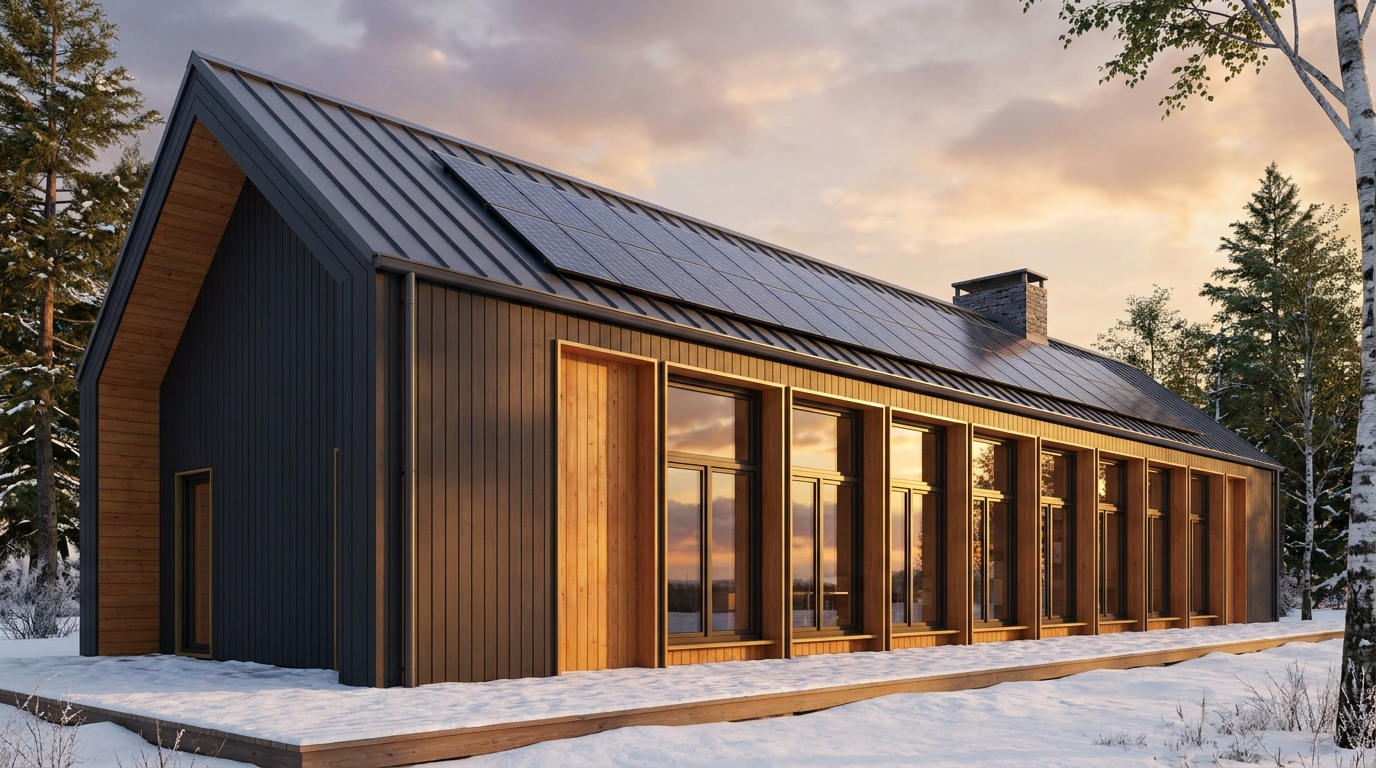 東の小屋 外観 — AI render based on BIM specs