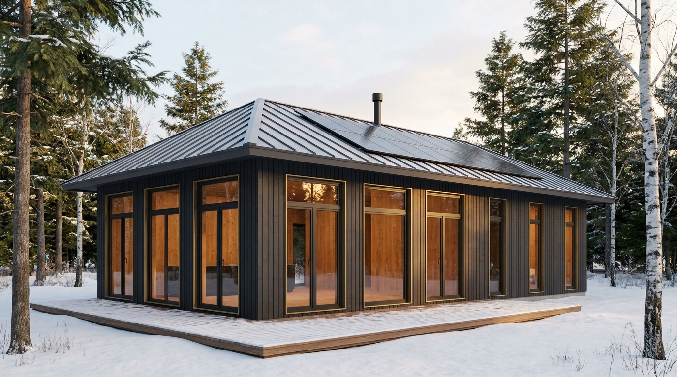 森の庵 外観 — AI render based on BIM specs