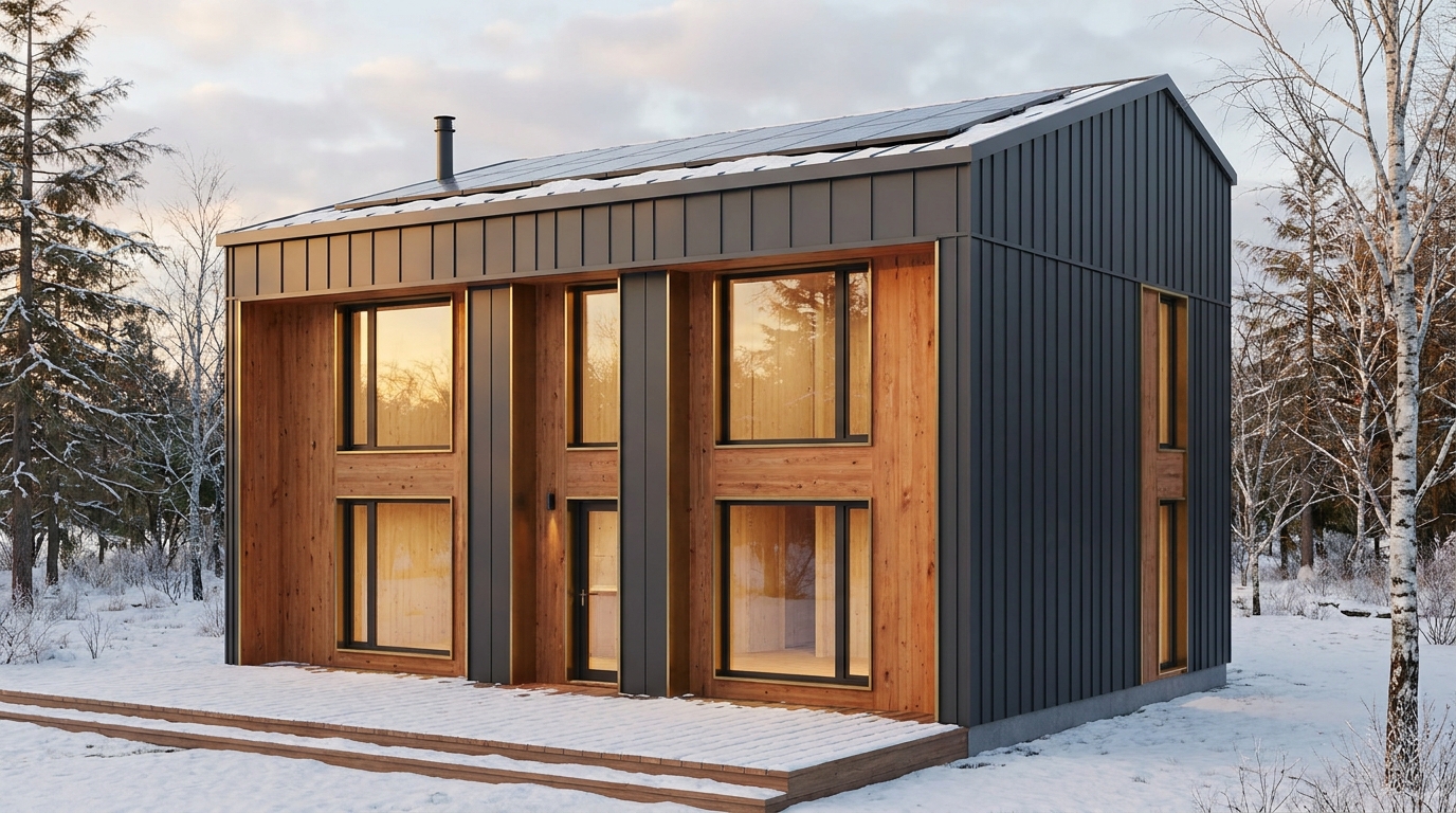 北の里 外観 — AI render based on BIM specs