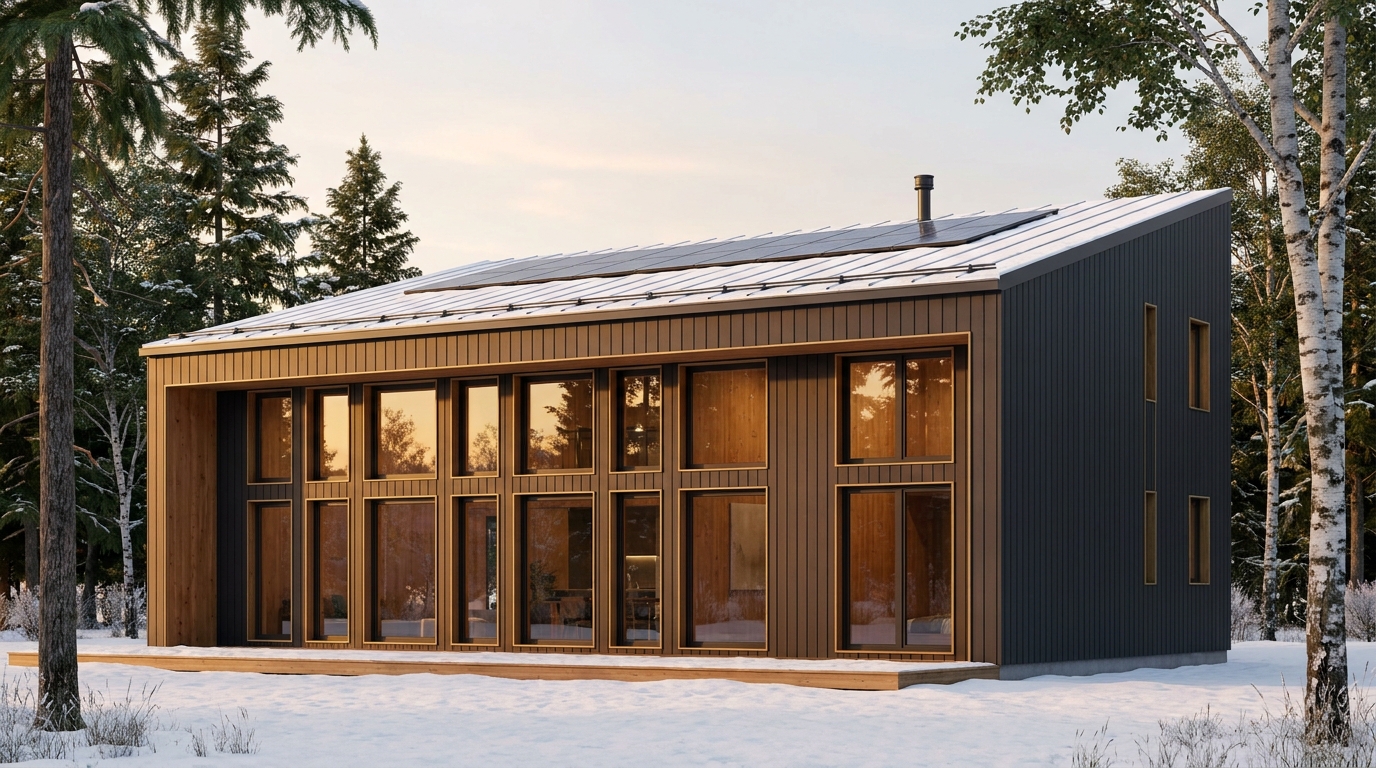 雪の里 外観 — AI render based on BIM specs