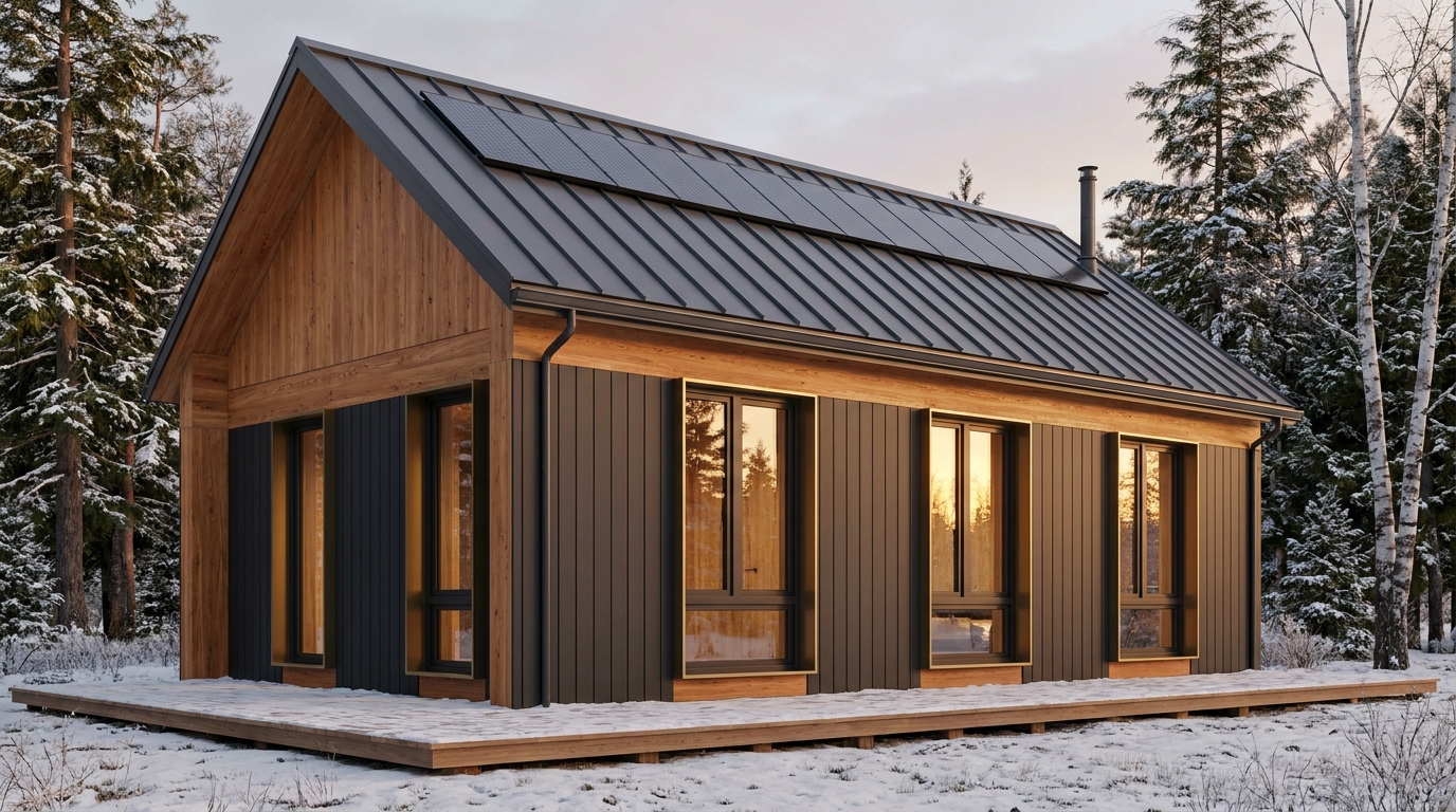 東の巣 外観 — AI render based on BIM specs