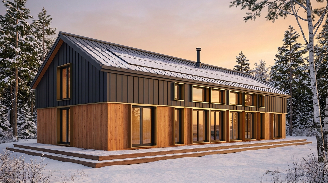 霧の里 外観 — AI render based on BIM specs
