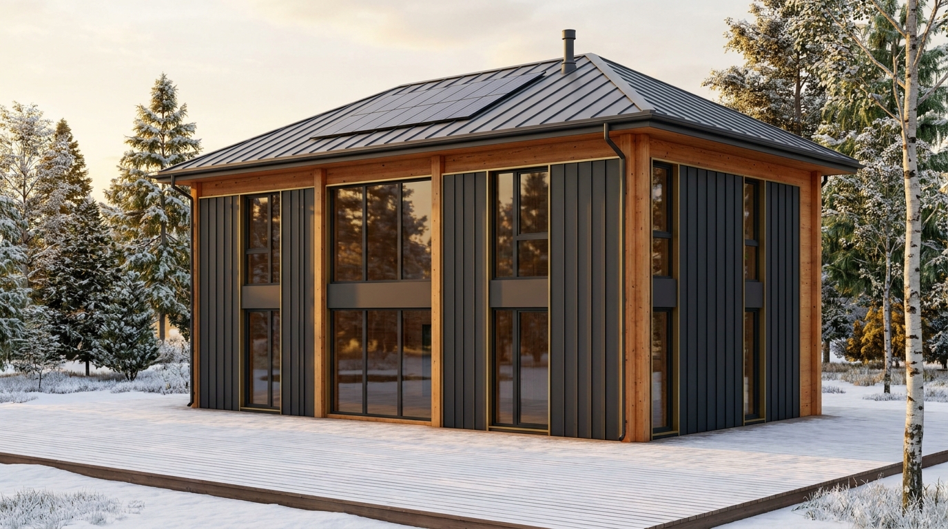 西の巣 外観 — AI render based on BIM specs