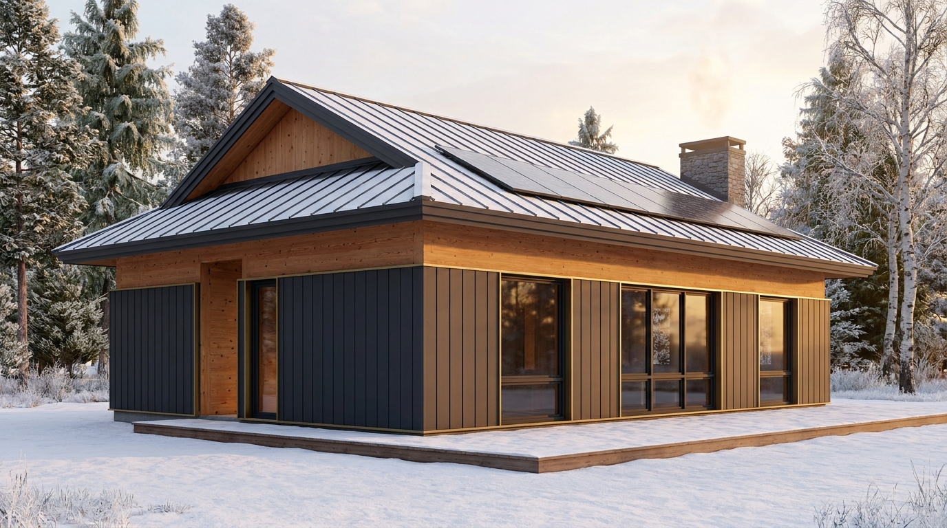 北の家 外観 — AI render based on BIM specs