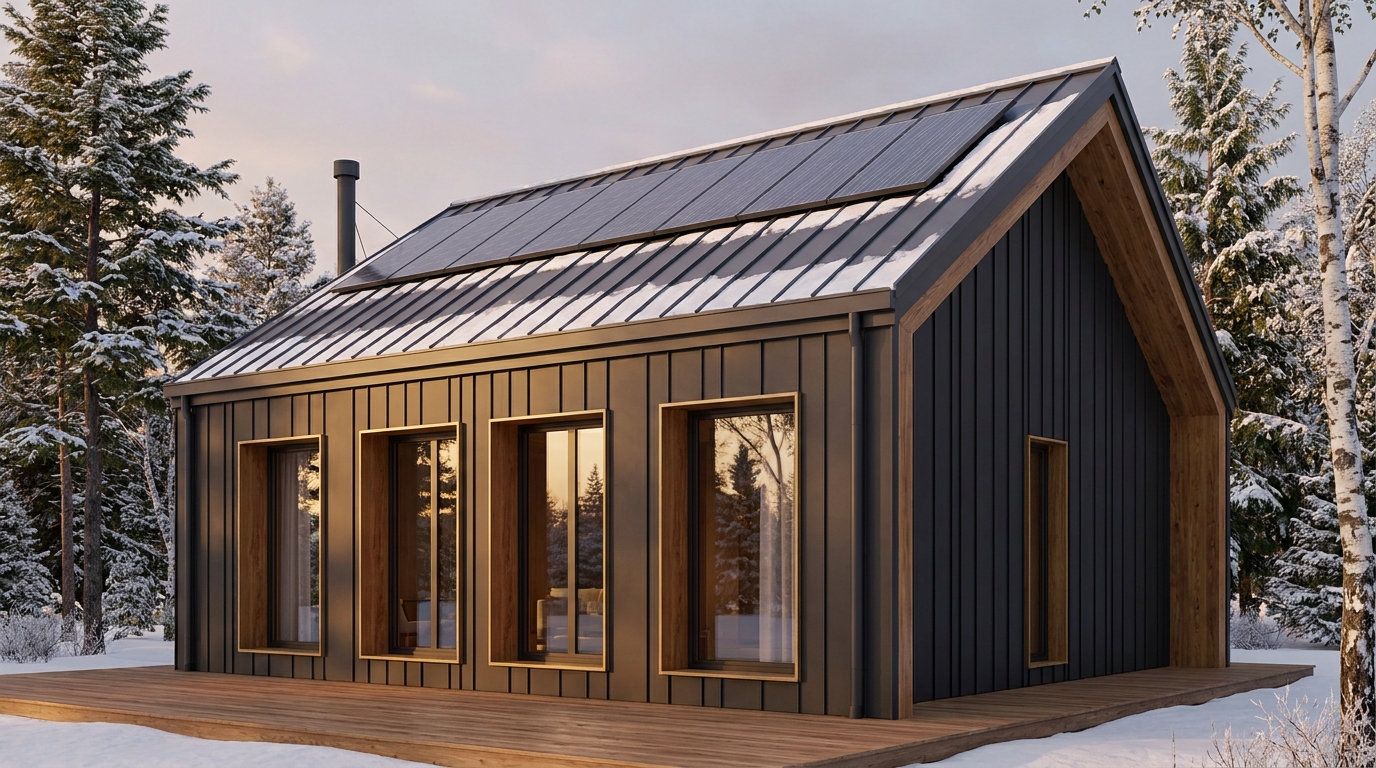 湖の庵 外観 — AI render based on BIM specs
